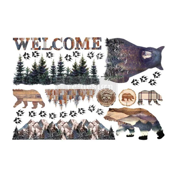 Redesign with Prima Decor Transfer ~ CABIN GETAWAY ~ 24” x 35” - Picture 2 of 4